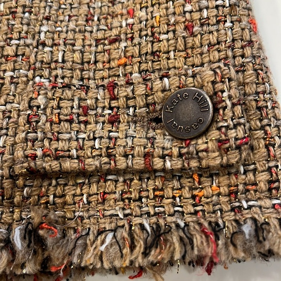 Kate Hill Petite Autumn Tweed 2 Piece Suit Jacket & Skirt & Gold thread accents - Picture 9 of 16